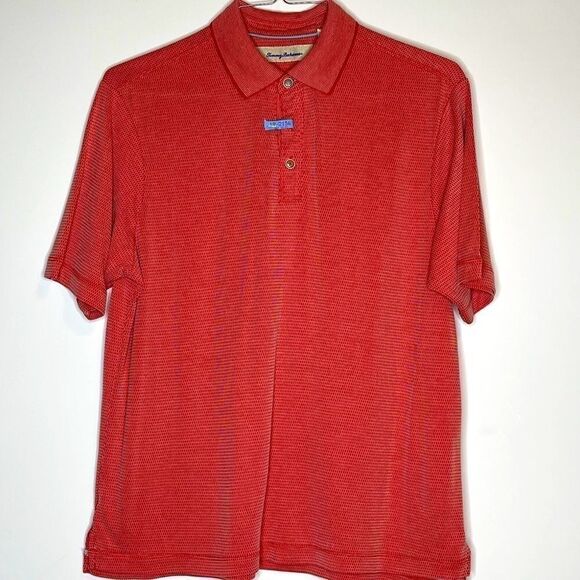 Small Tommy Bahama Red-Orange SS Polo - Picture 4 of 4